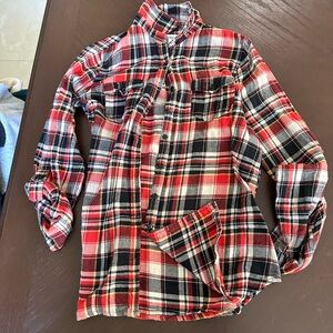 Men's Red and Black Plaid Shirt